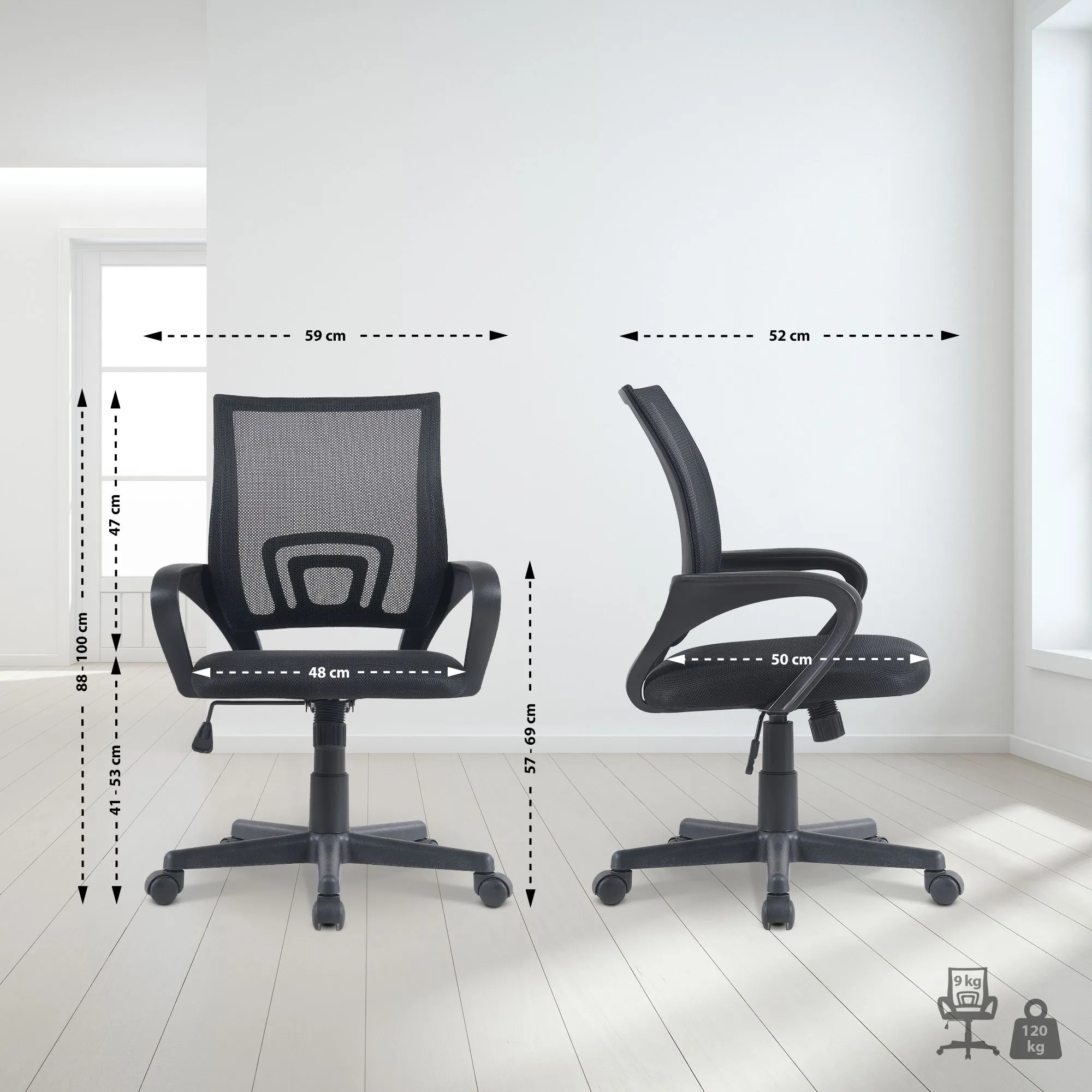 Bürostuhl Genius 59x52x88-100 cm schwarz