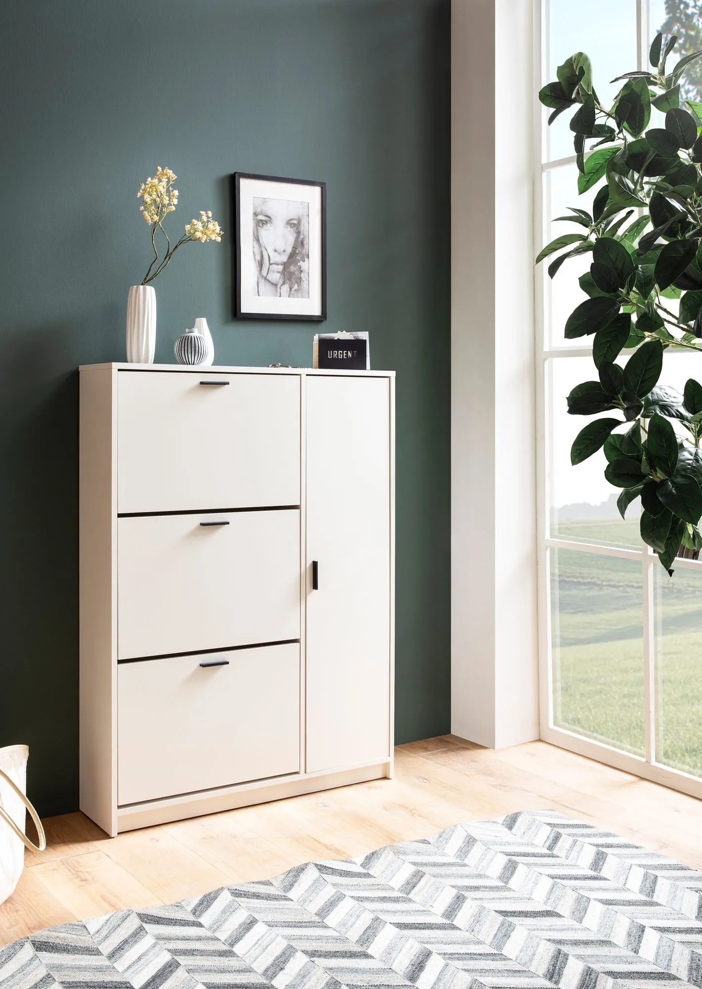 Schuhschrank Weiß 90x120x24 cm Schuhkipper Geschlossen