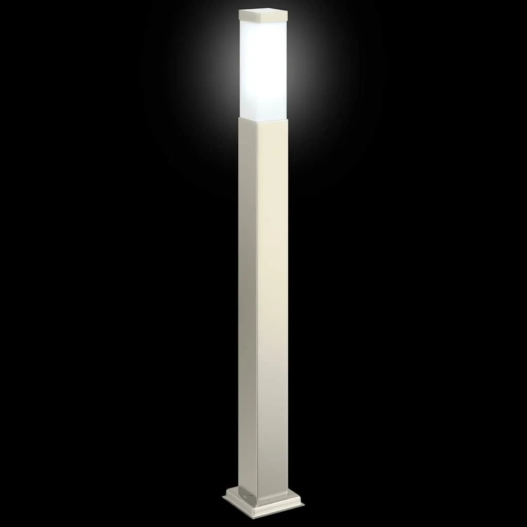 Silberne Pollerleuchte aus Edelstahl 10x10x80 cm mit IP44-Schutz
