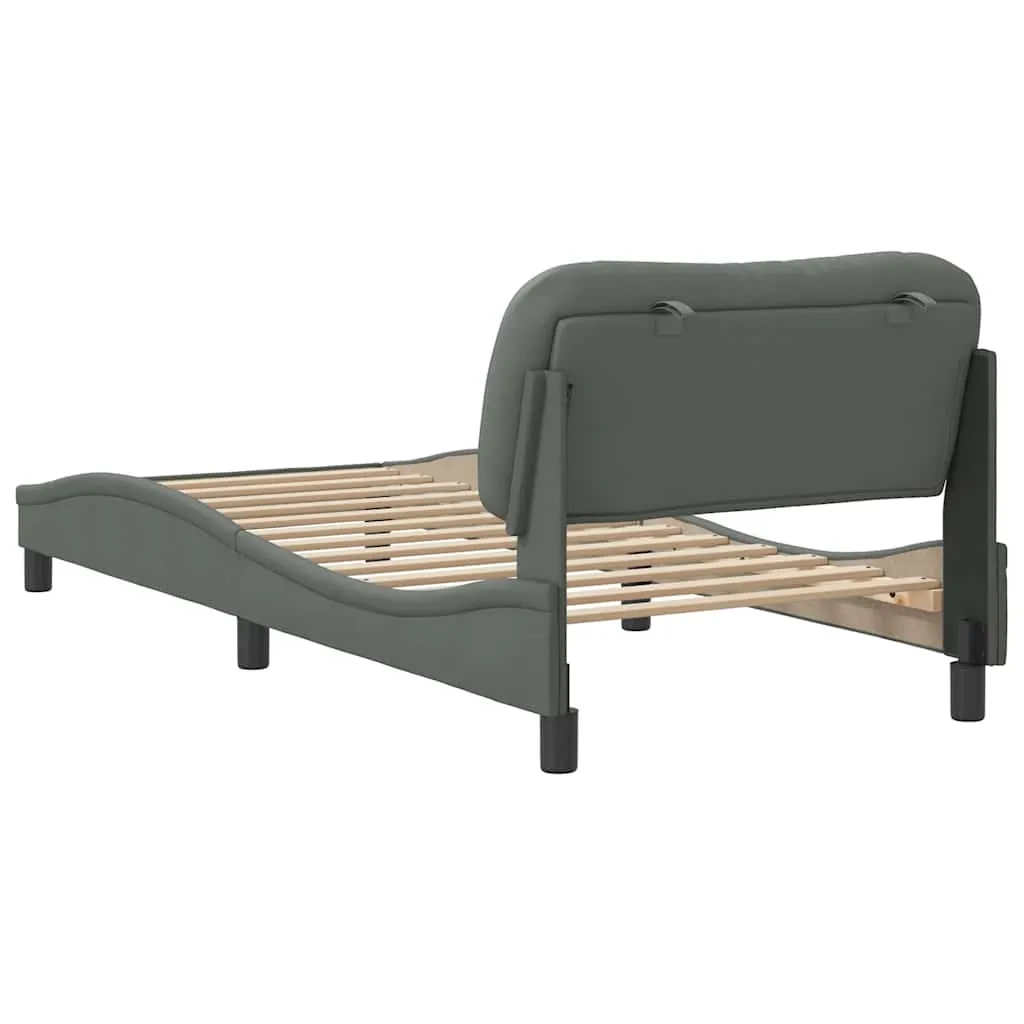 Bettrahmen mit Kopfteil Stoff Dunkelgrau 218x95x74,5 cm