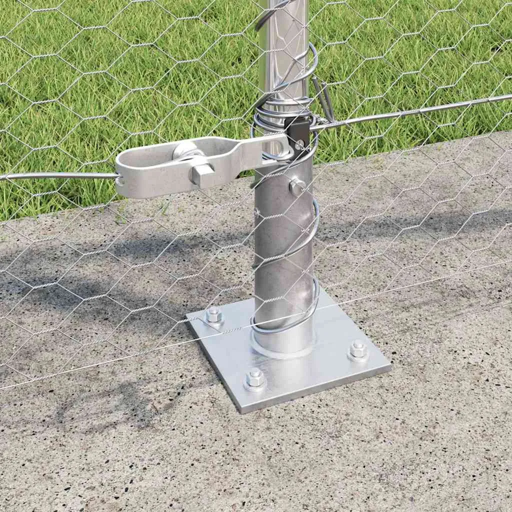Sechseckzaun mit Betonsockel 25 x 0,8 m Verzinkter Stahl Silber