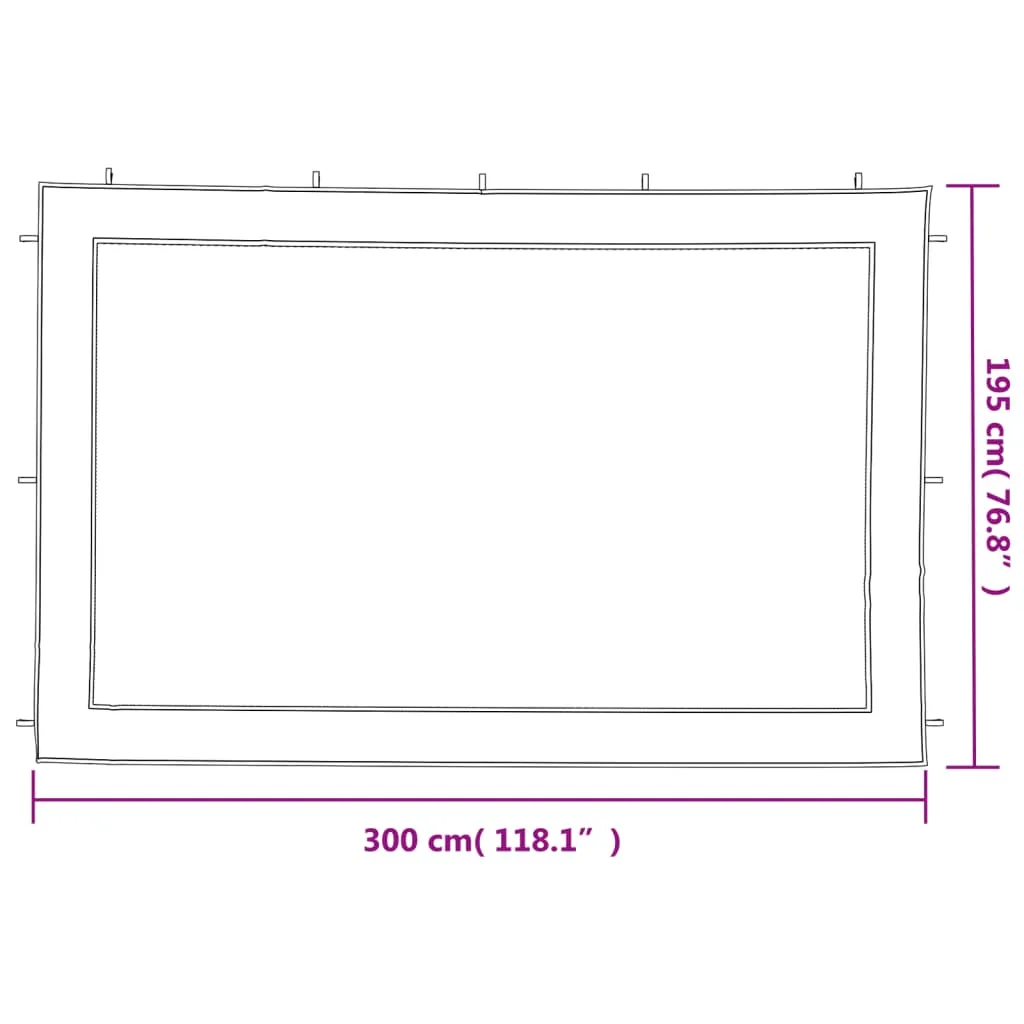 Party-Seitenwand für Gartenzelt 300 x 195 cm in Weiß und Schwarz