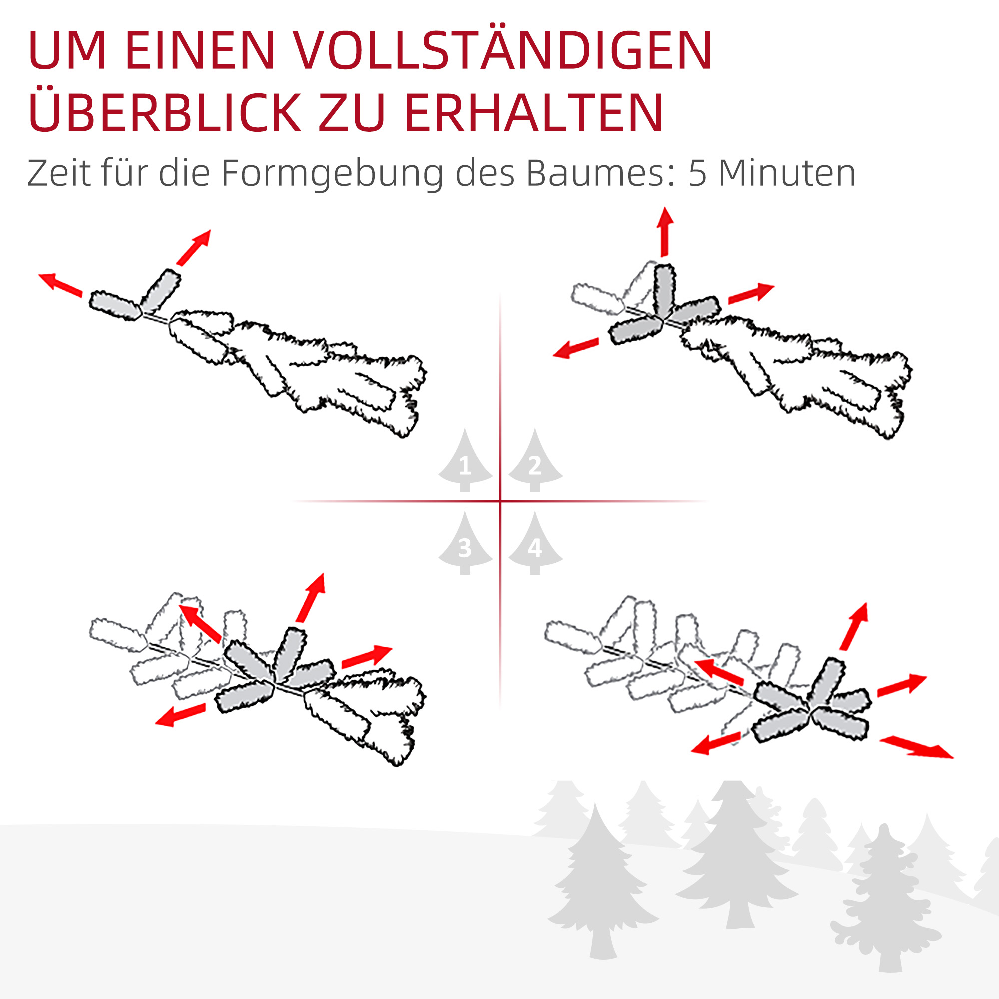 Weihnachtsbaum mit LED-Beleuchtung, 60 cm, Grün/Weiß, Kunststoff