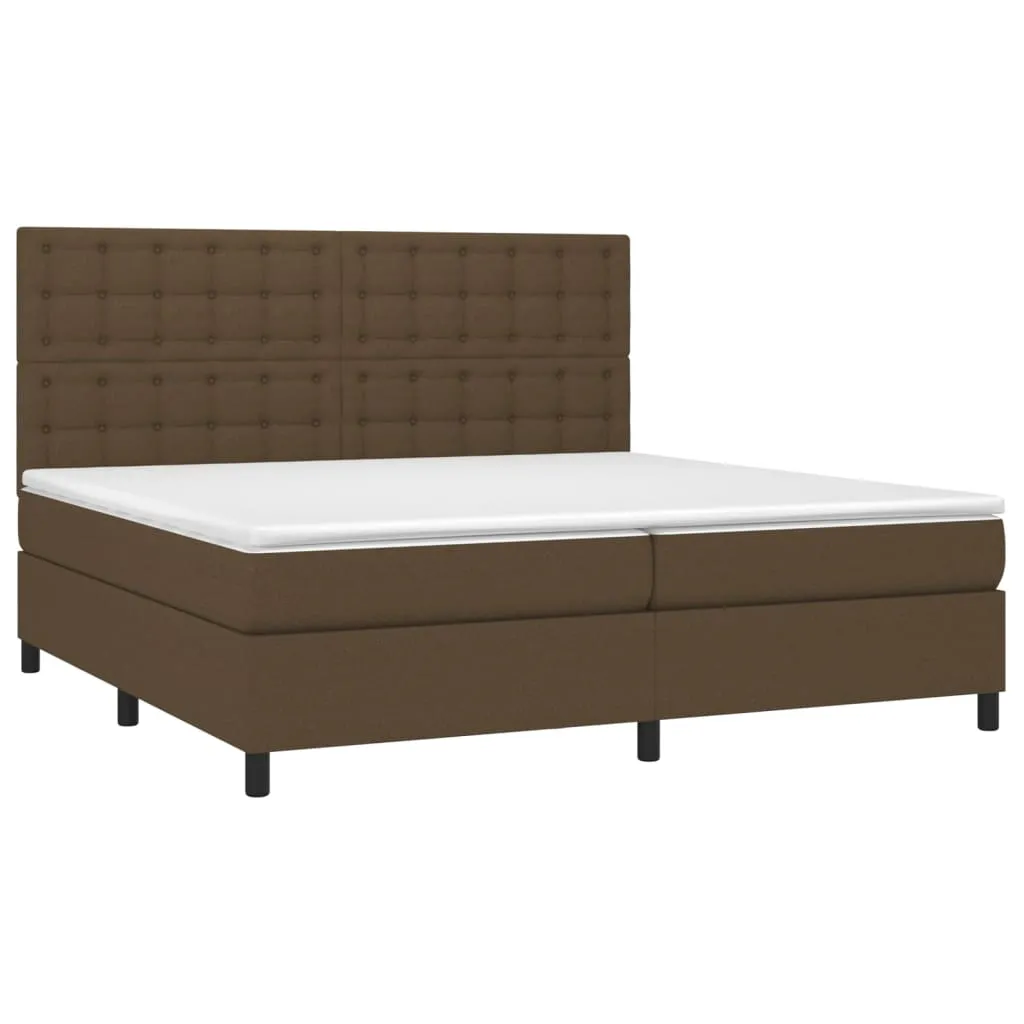 Boxspringbett 200x203 cm Taschenfederkern Dunkelbraun Stoff