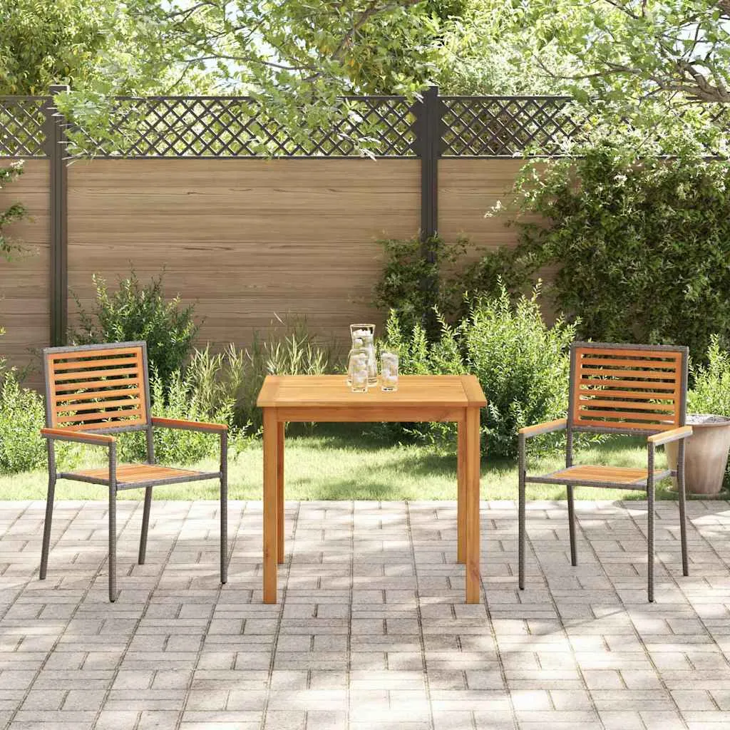 Modernes Garten-Dining-Set Echtholz 85x85x74 cm Grau