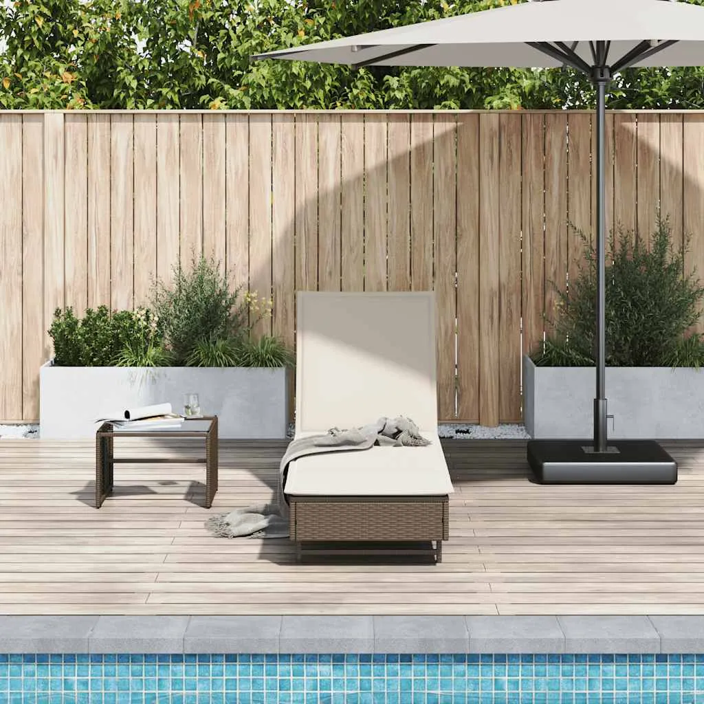 Sonnenliege mit Rollen 55x200x25,5 cm Braun PE-Rattan & Stahl