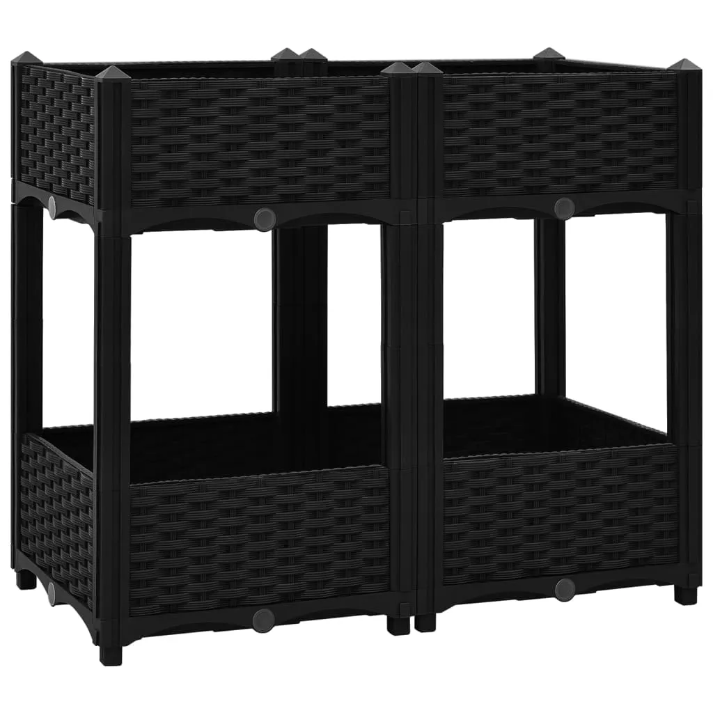Hochbeet Schwarz 80 x 40 x 71 cm aus Polypropylen