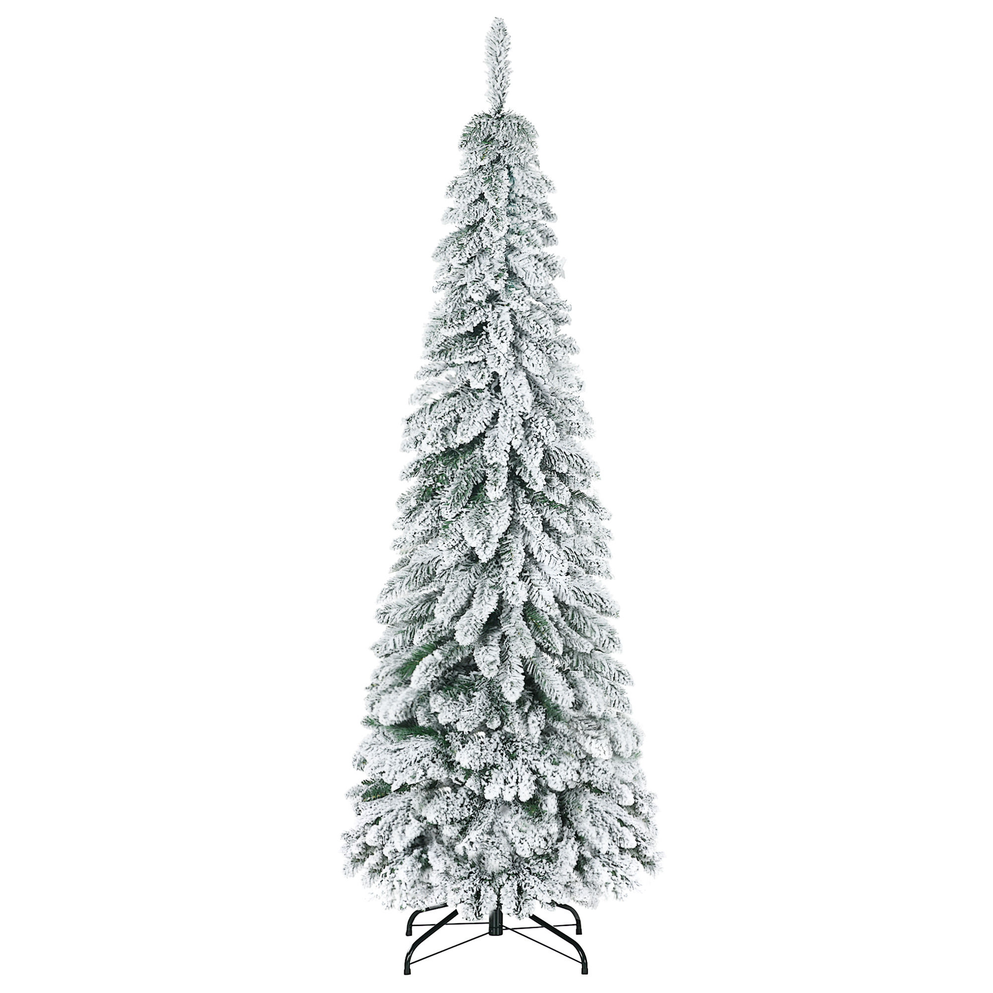 Künstlicher Weihnachtsbaum mit Kunstschnee, schlank, 180 cm, Grün