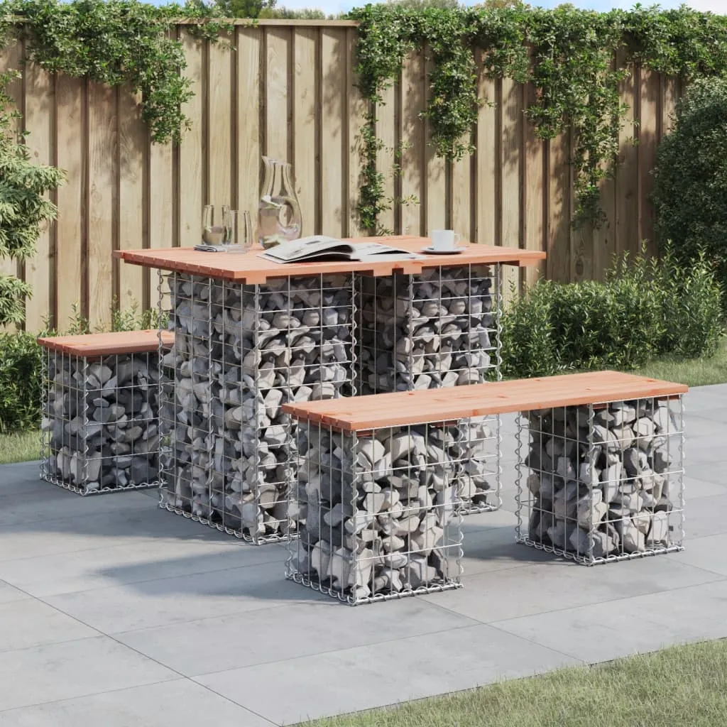 Gartentisch aus Gabionen 100x70x72 cm Massivholz Douglasie