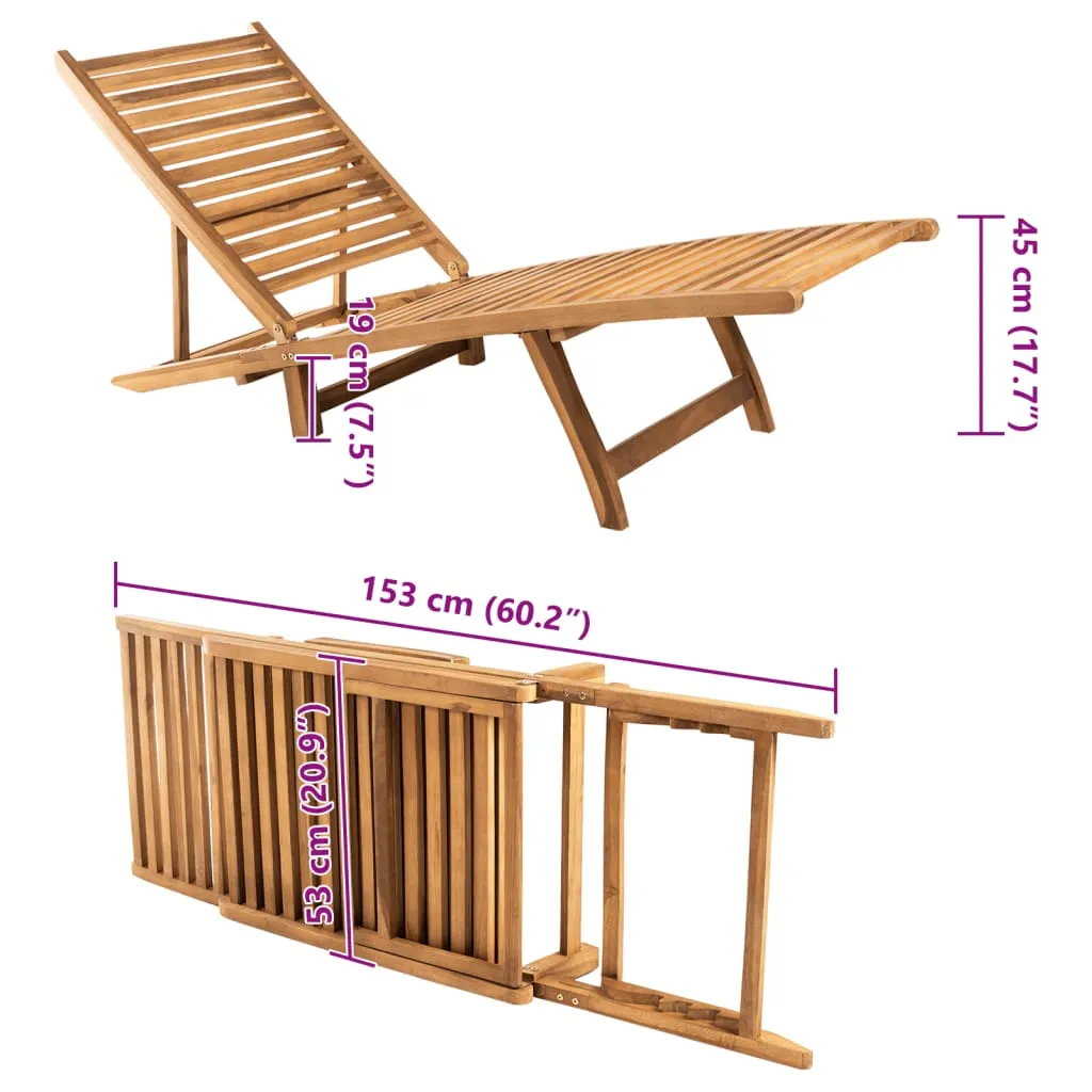 Komfortable Sonnenliege aus Naturholz 55x161x69 cm in Naturfarbe