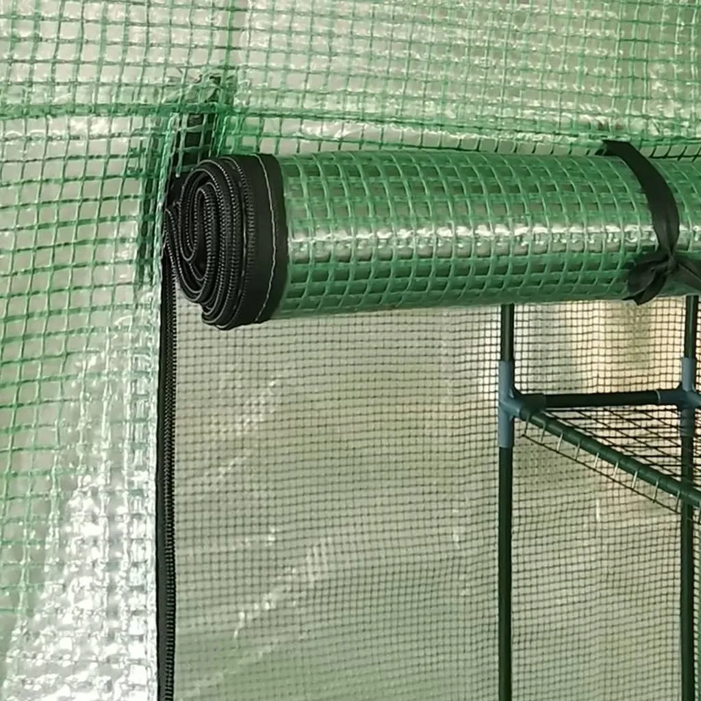 Gewächshaus 227x223 cm Grün mit PE-Netzgewebe und Stahlrahmen