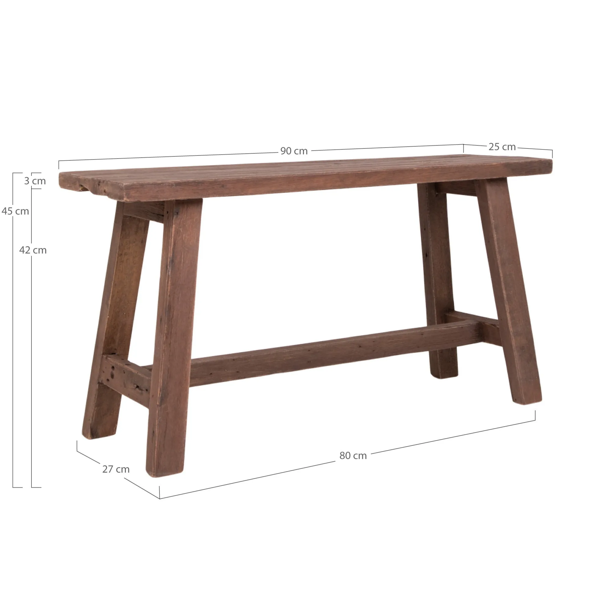 tinkaro Barcelona Bank Teak 90 x 25 x 45 cm Natur
