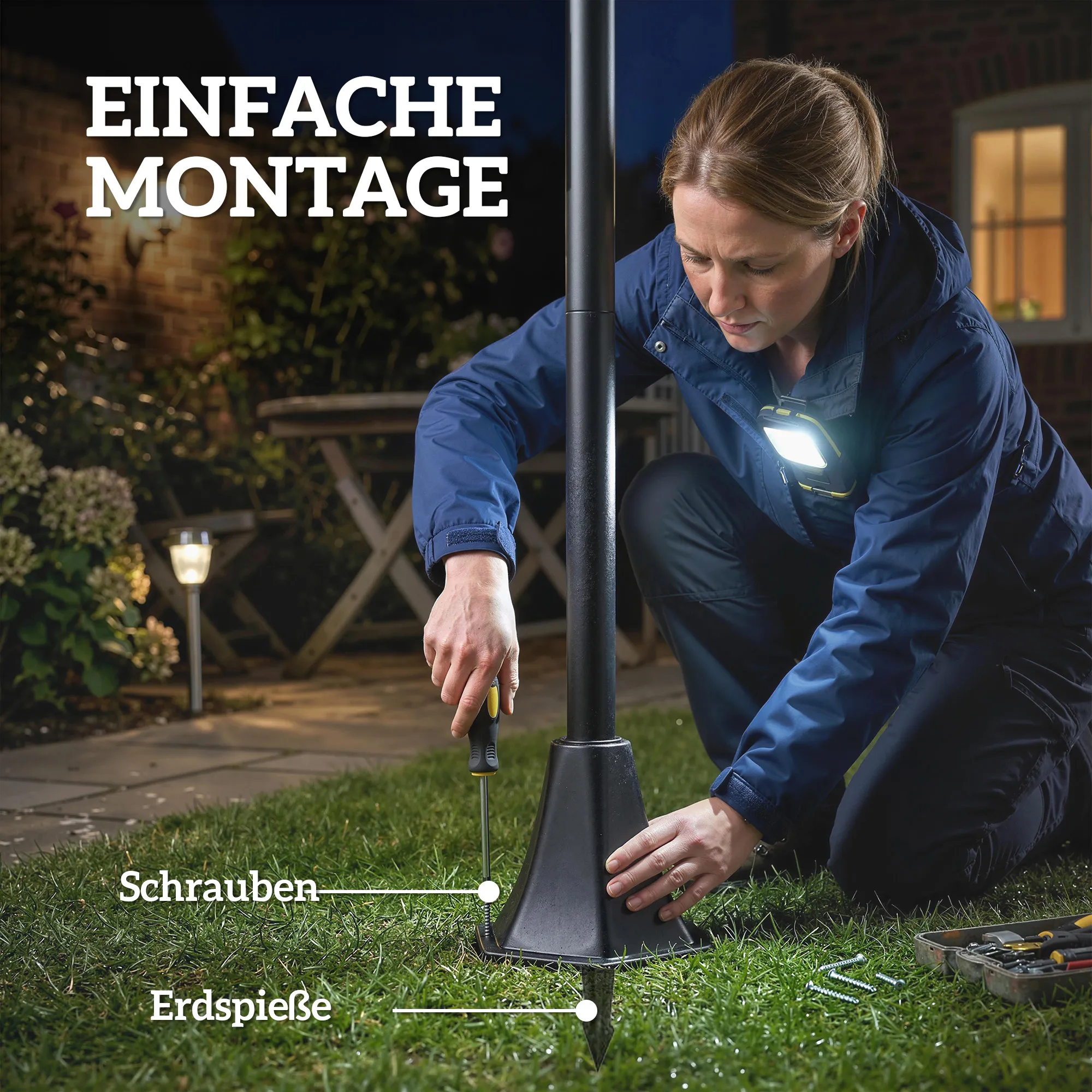 Solar Gartenleuchten 2er-Set Stehleuchte 180cm Schwarz IP44