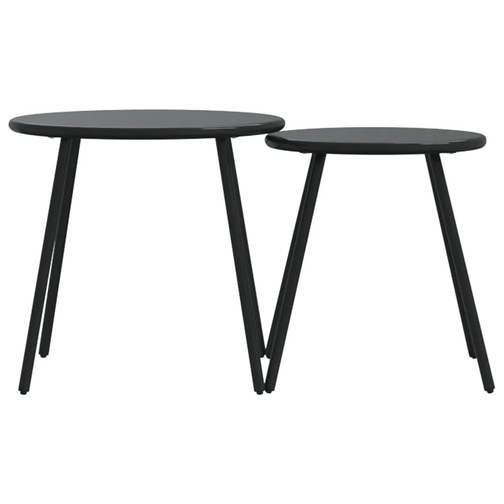 Garten-Couchtisch Set Schwarz 50x46 cm & 40,5x42 cm Pulverbeschichteter Stahl