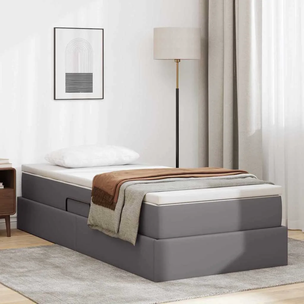 Aufbewahrungsbett mit Matratze 90 x 200 cm Grau