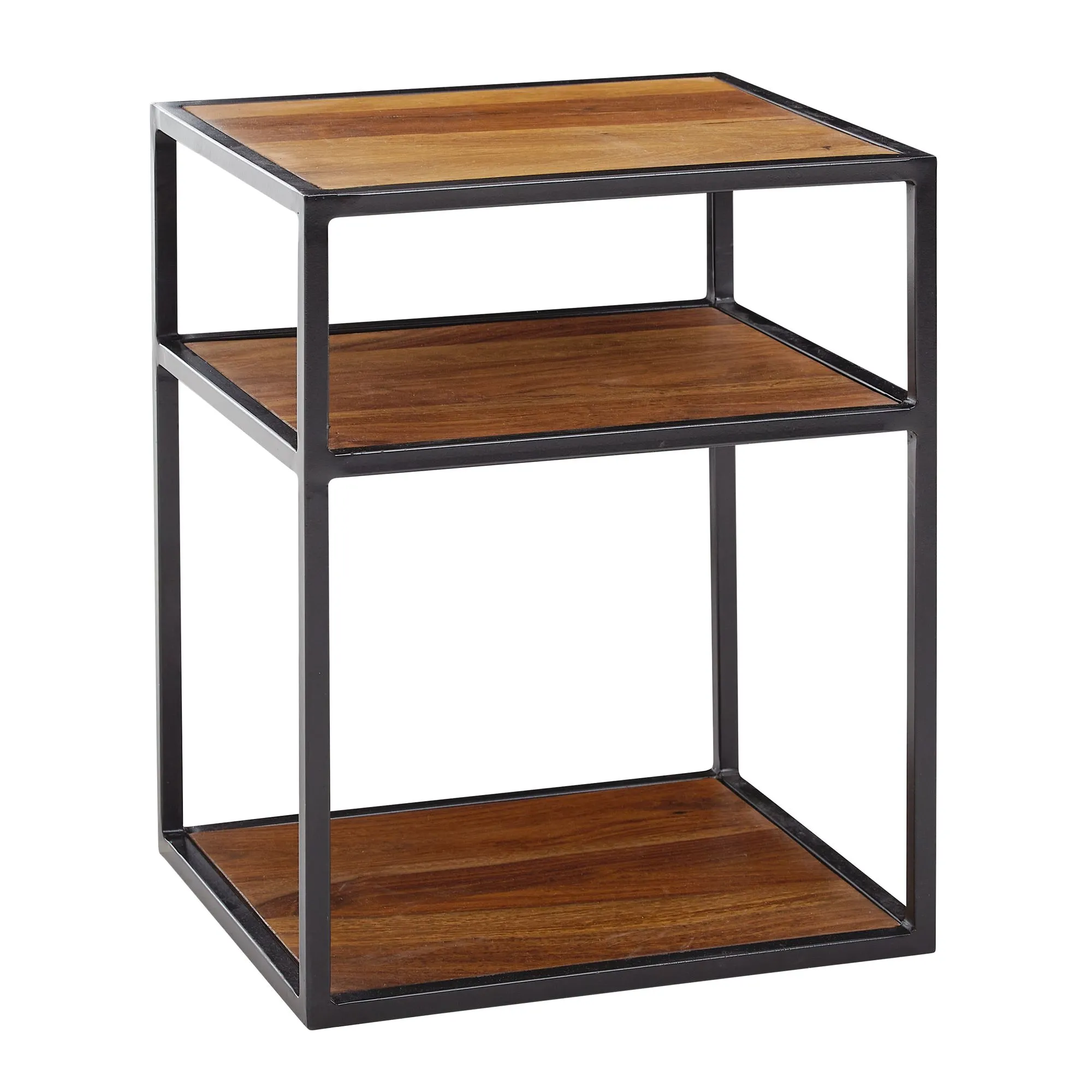 Wohnling Nachttisch Sheesham Massivholz / Metall 40x50x35 cm Beistelltisch Hoch