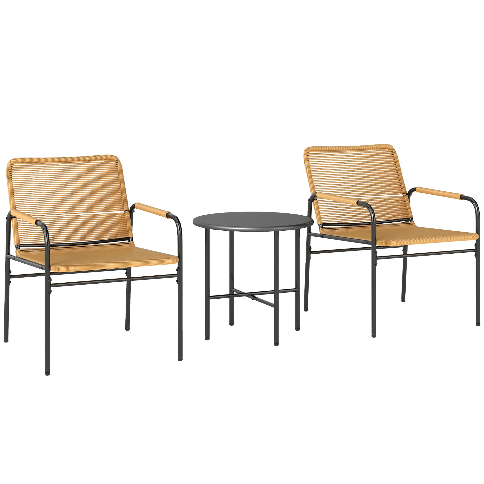 Balkonmöbel-Set für 2 Personen, Grau, 54L x 66B x 76H cm