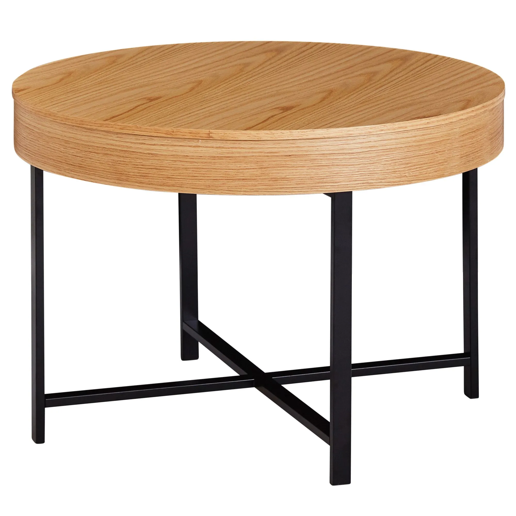 Wohnling Design Couchtisch Rund Ø 69 cm mit Eichen Optik Tisch mit Stauraum Wohnling Design Couchtisch Rund Ø 69 cm mit Eichen Optik Tisch mit Stauraum