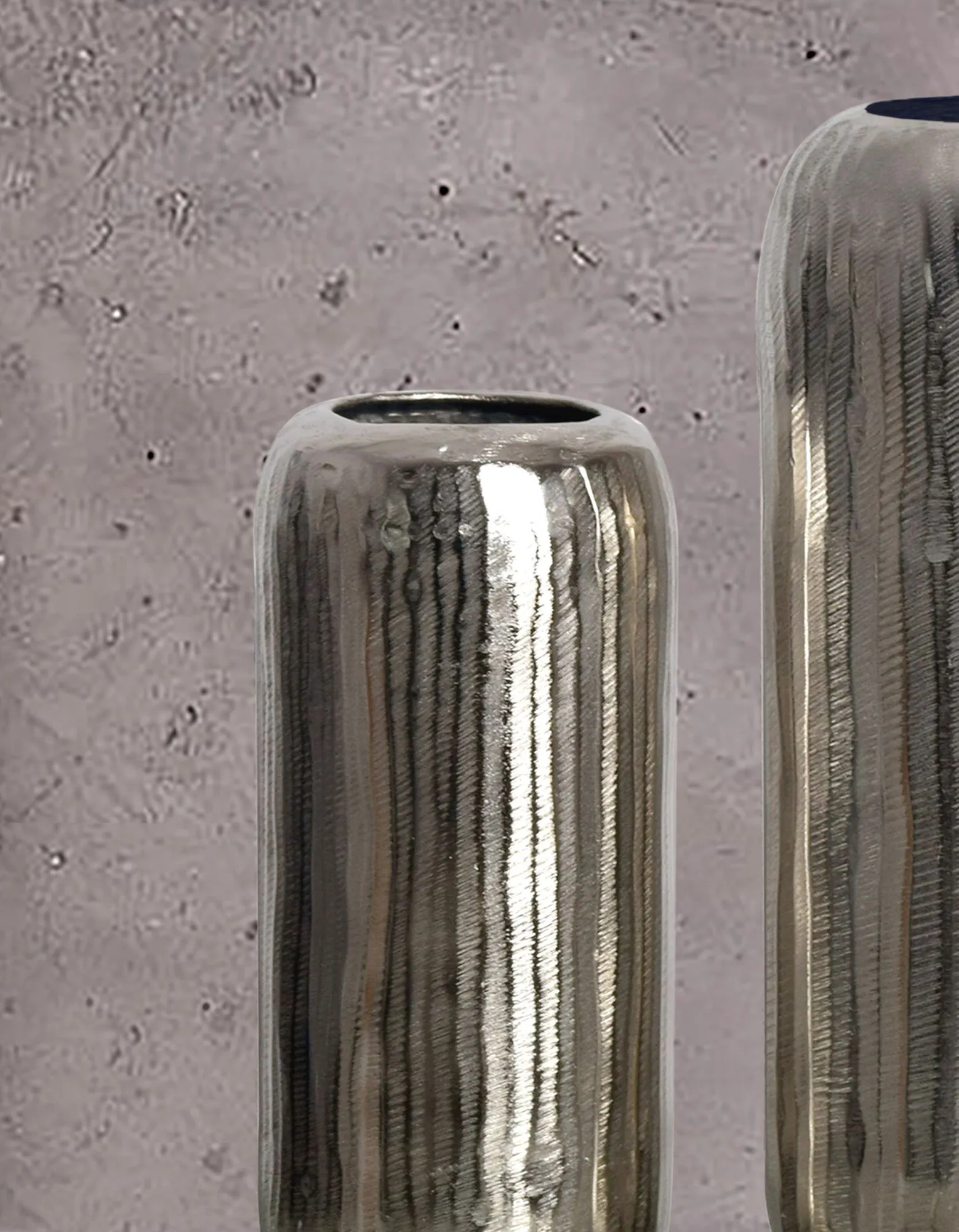 Deko Vase 2er Set Aluminium Silber Zylinder Blumenvase Modern