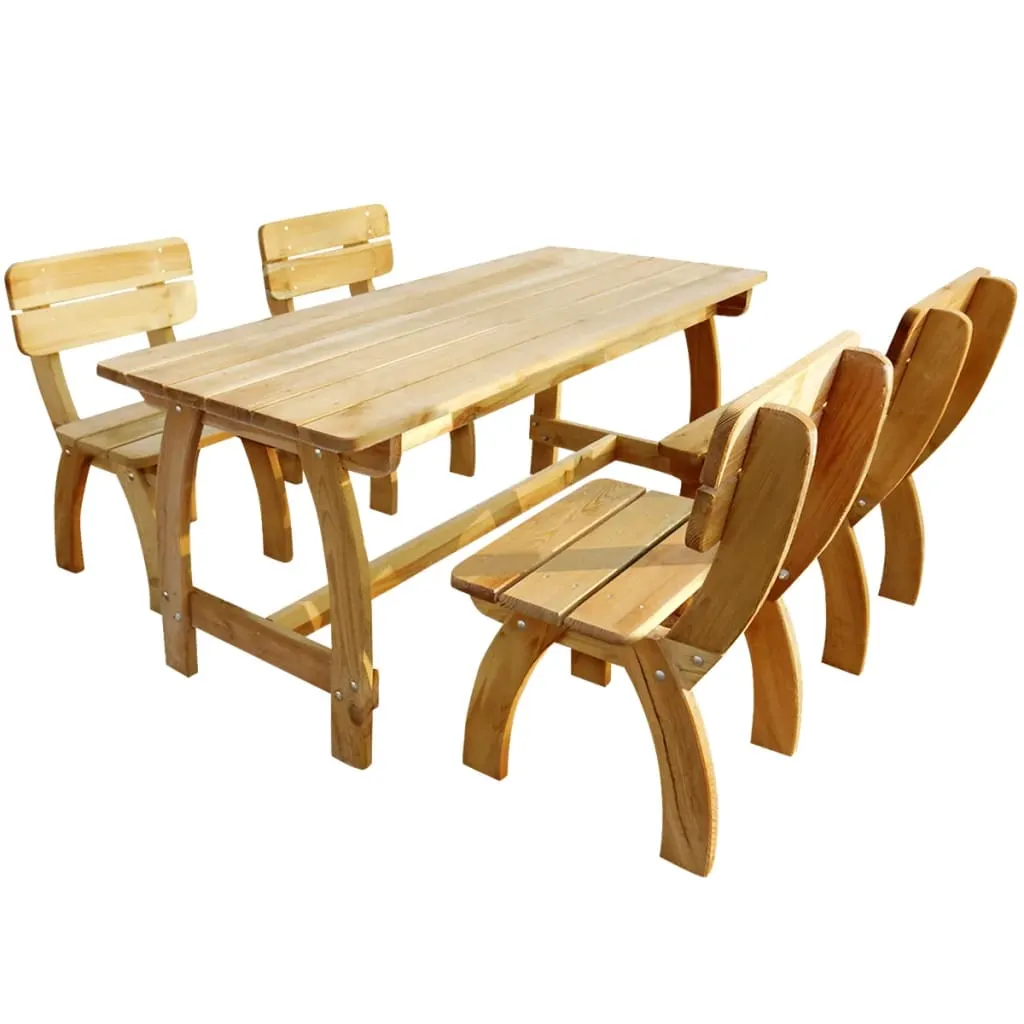 Gartenmöbel-Set Massivholz Grün imprägniert 150x74x75 cm Tisch & Stühle