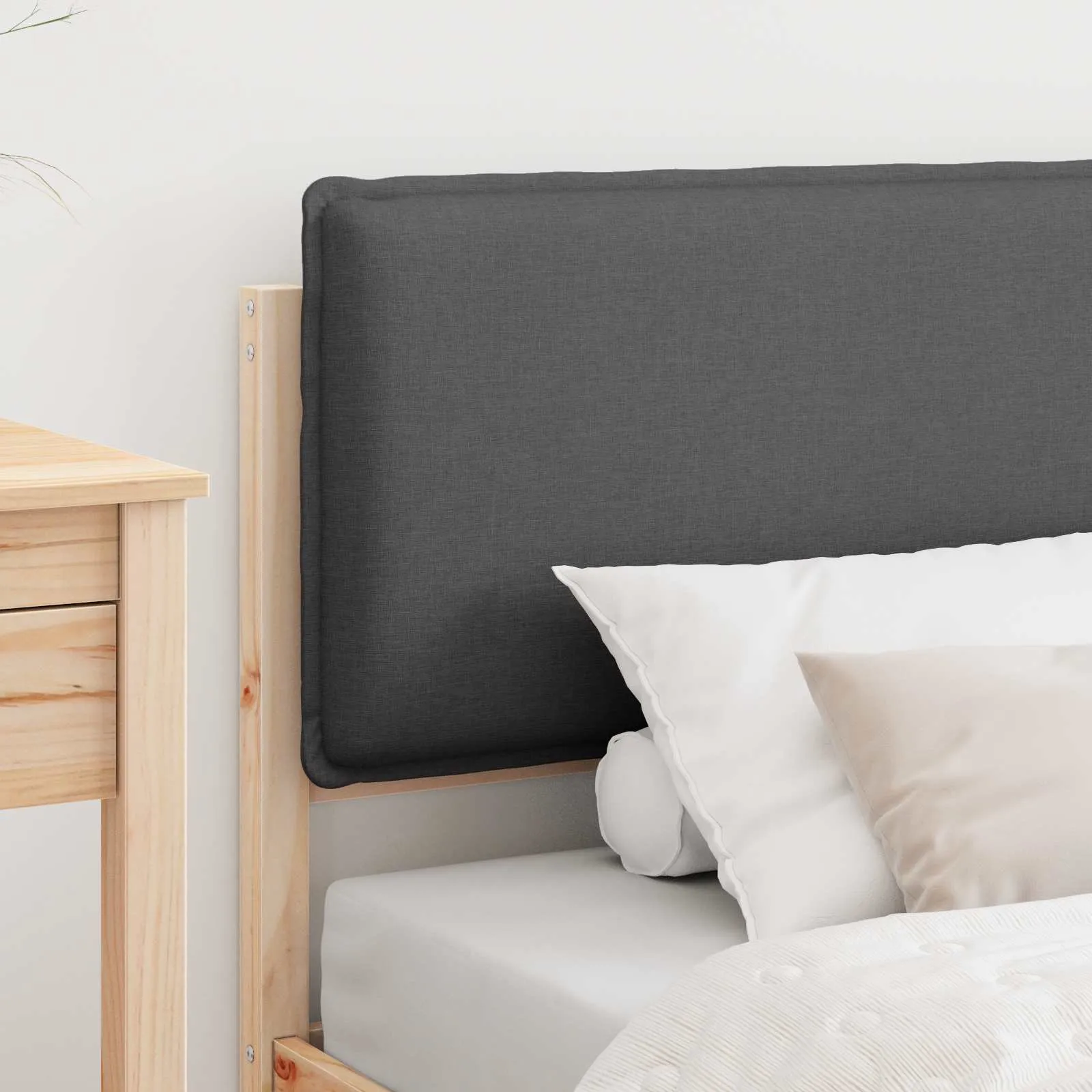 Bettgestell mit gepolstertem Kopfteil 75 x 190 cm Dunkelgrau