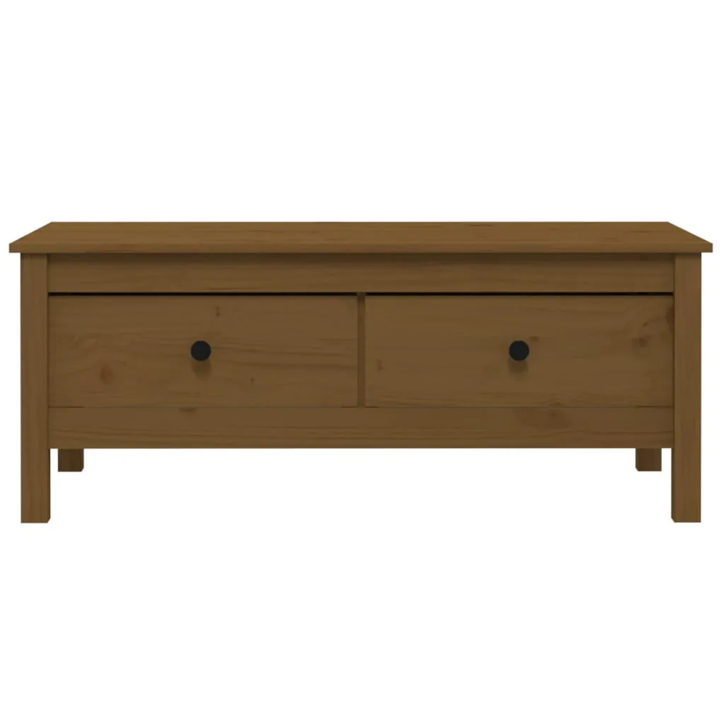 Klassischer Couchtisch aus massivem Kiefernholz 100 x 50 x 40 cm Honigbraun