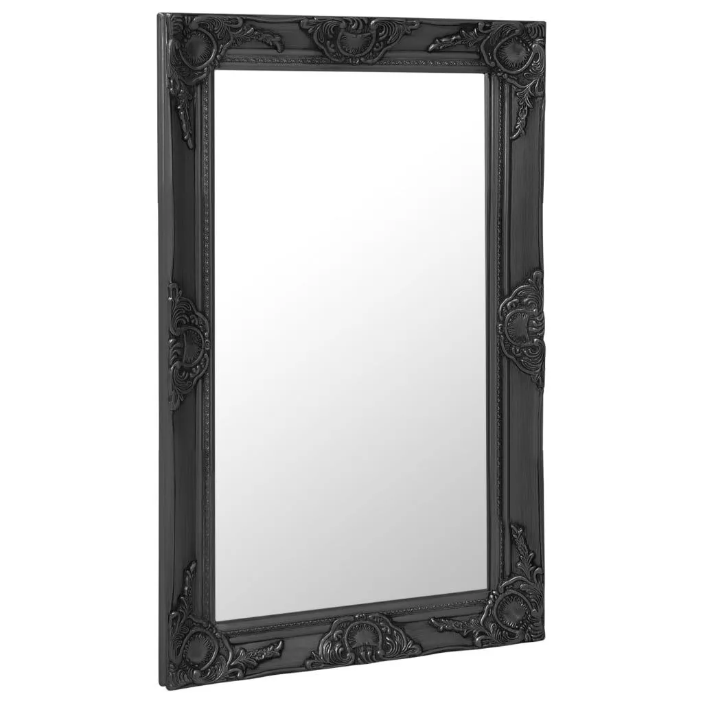 Barock Wandspiegel 50 x 80 cm Schwarz mit Massivholz Rahmen
