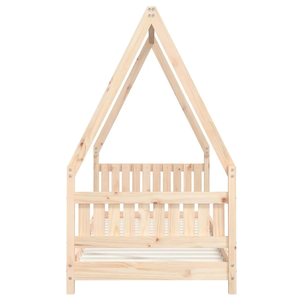 Kinderbett Hausform aus massivem Kiefernholz 205,5x85,5x146 cm natur