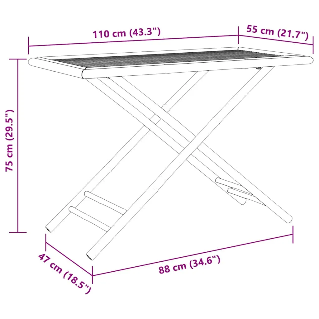 Klapptisch aus Massivholz 110 x 55 x 75 cm in natürlicher Farbe