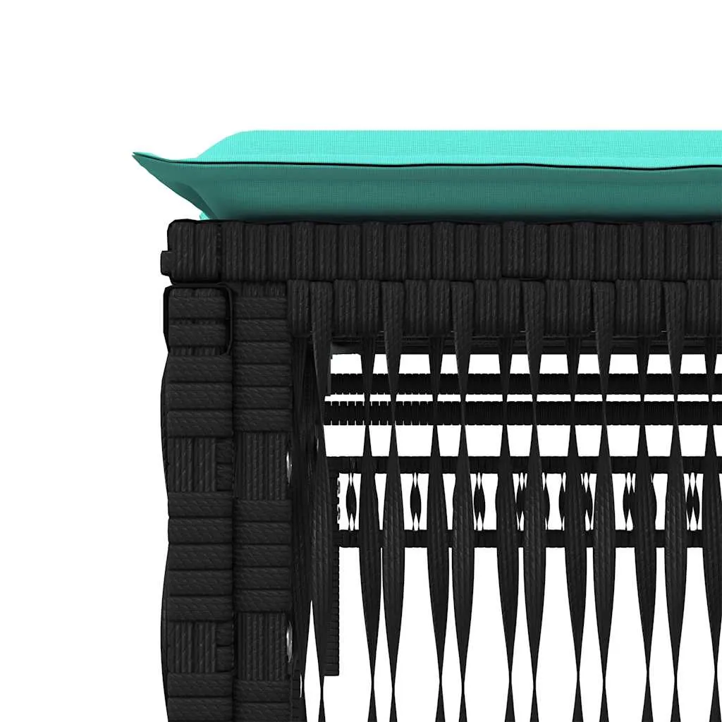 Sonnenliege Set Schwarz 198x55x39-96 cm mit Beistelltisch und Kissen