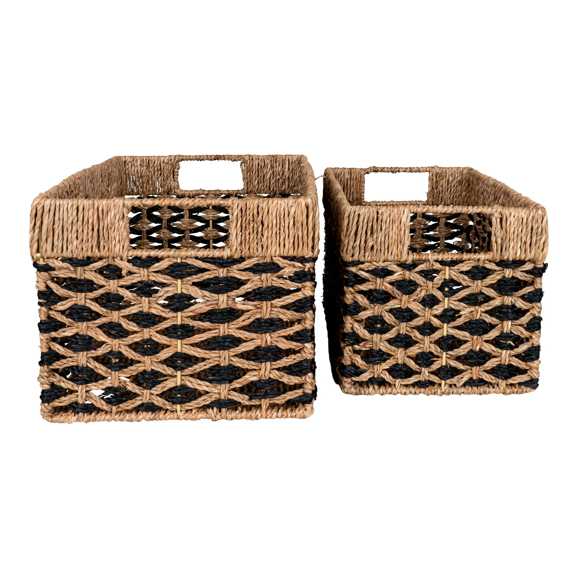 tinkaro Salar Körbe Set aus Seegras 35/40 cm Schwarz-Natur