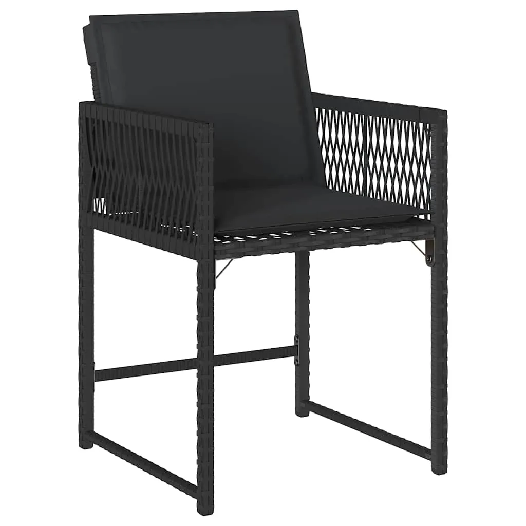 Gartenstuhl aus PE-Rattan mit Stahlrahmen 50,5x54x79 cm Schwarz