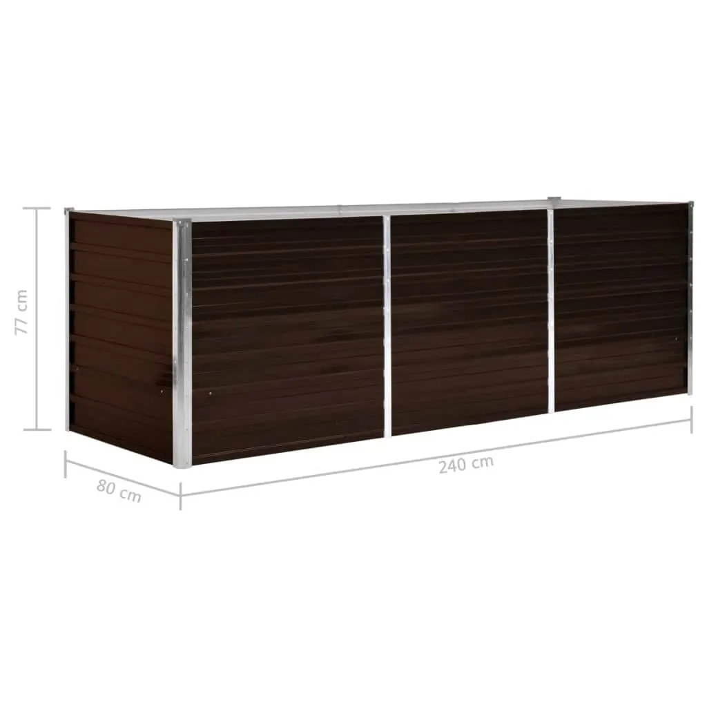 Eleganter Gartenplanter Braun 240 x 80 x 77 cm aus verzinktem Stahl