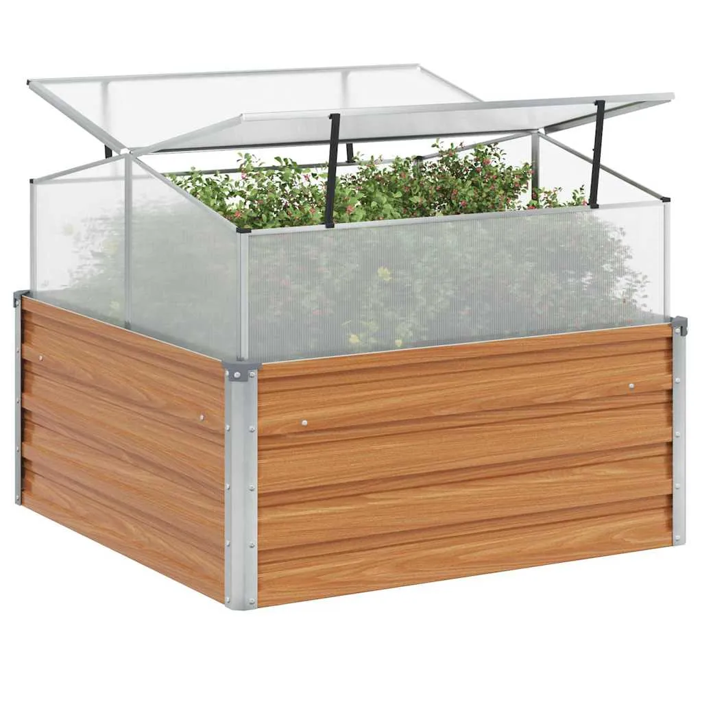 Gartenpflanzer aus verzinktem Stahl 100 x 100 x 77 cm, hellbraun