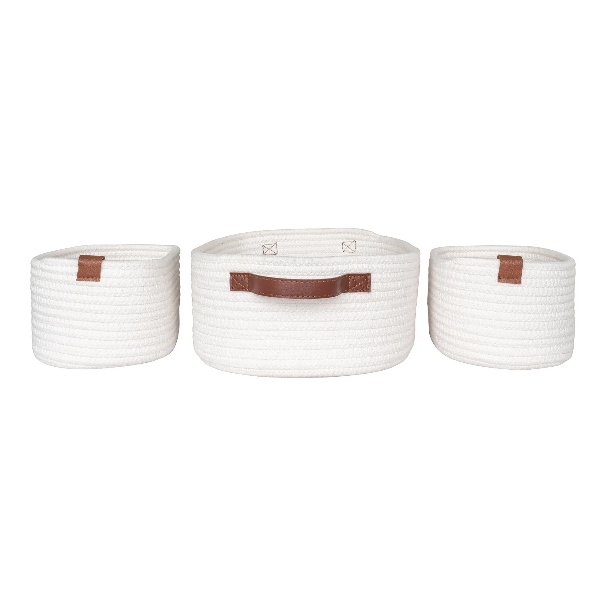 tinkaro Körbe Set 3-teilig Baumwolle 16x16x25 / 22x22x35 / 11x11x13 cm Weiß