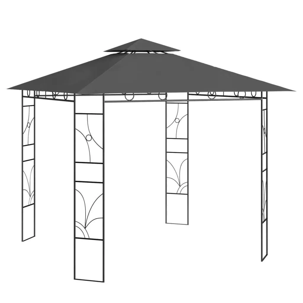 Outdoor-Pavillon 300x300x270 cm Anthrazit mit Stahlgestell und PA-beschichtetem Stoff