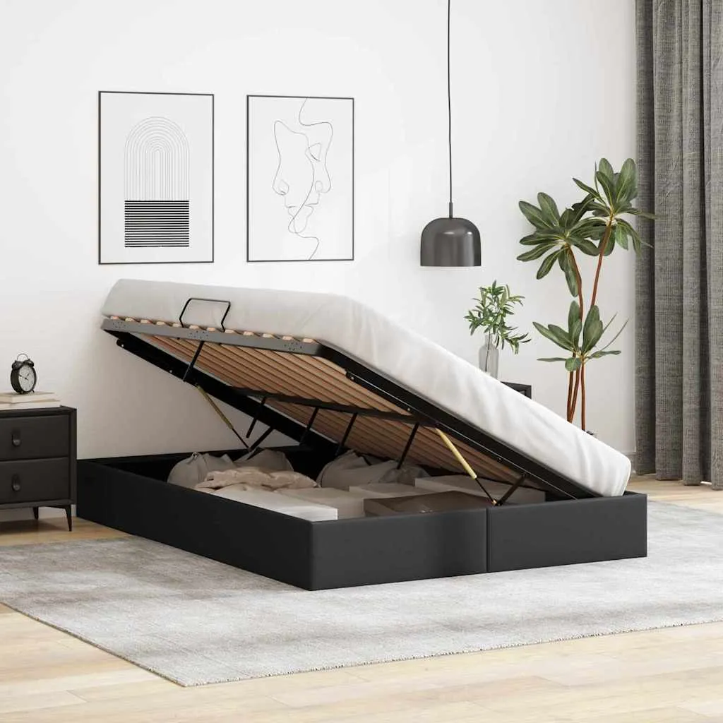Stauraumbett 193 x 137 x 78 cm Schwarz