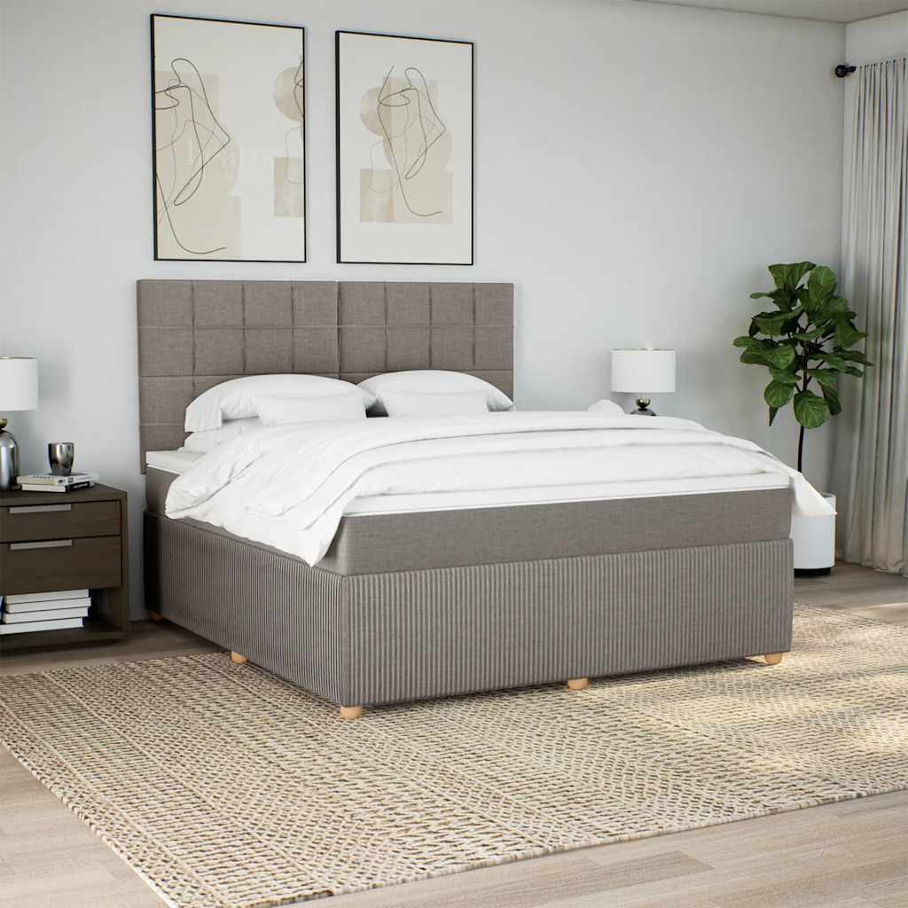 Boxspringbett Taupe 180x200 cm mit LED-Lichtern und Topper