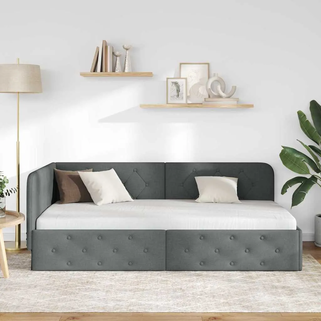 Eckbettgestell 204 x 94 x 72 cm Dunkelgrau