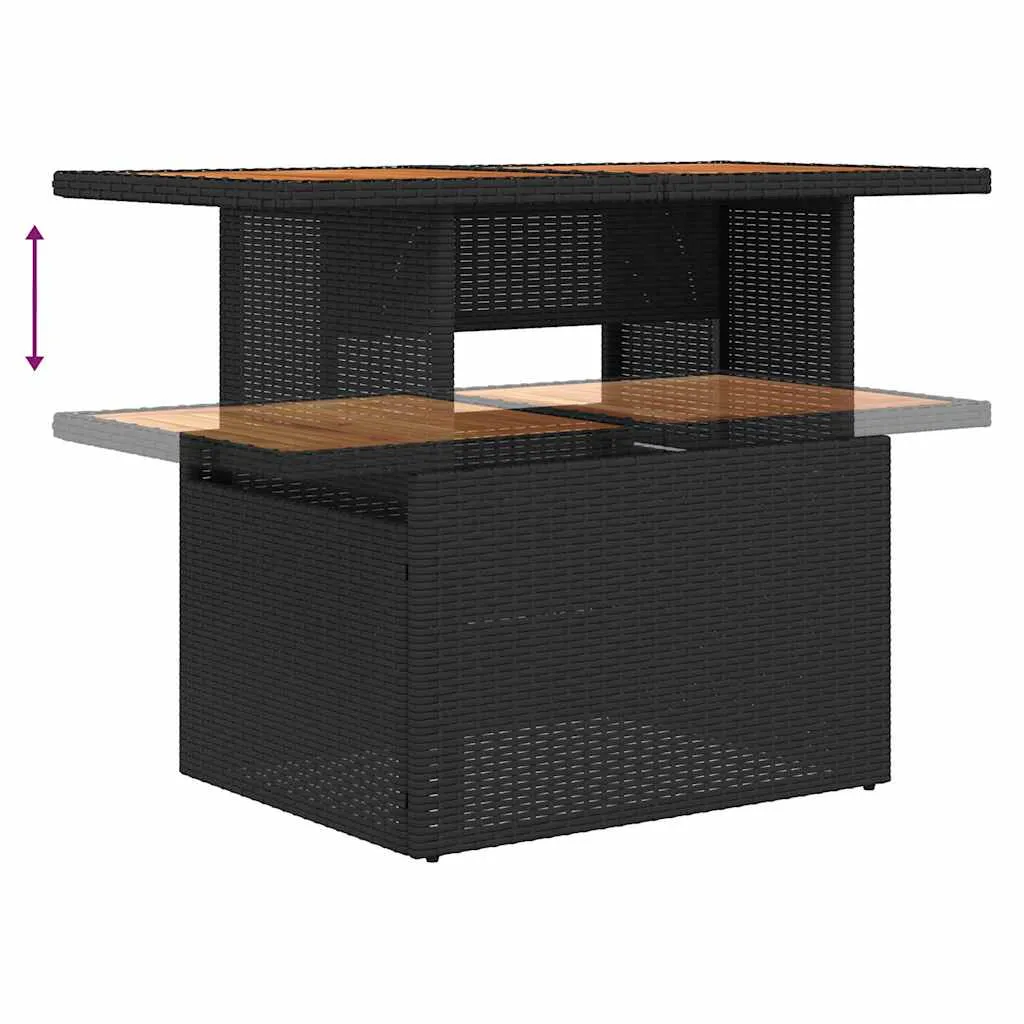 Poly-Rattan-Esszimmer-Set 100x55x73 cm in Schwarz und Braun