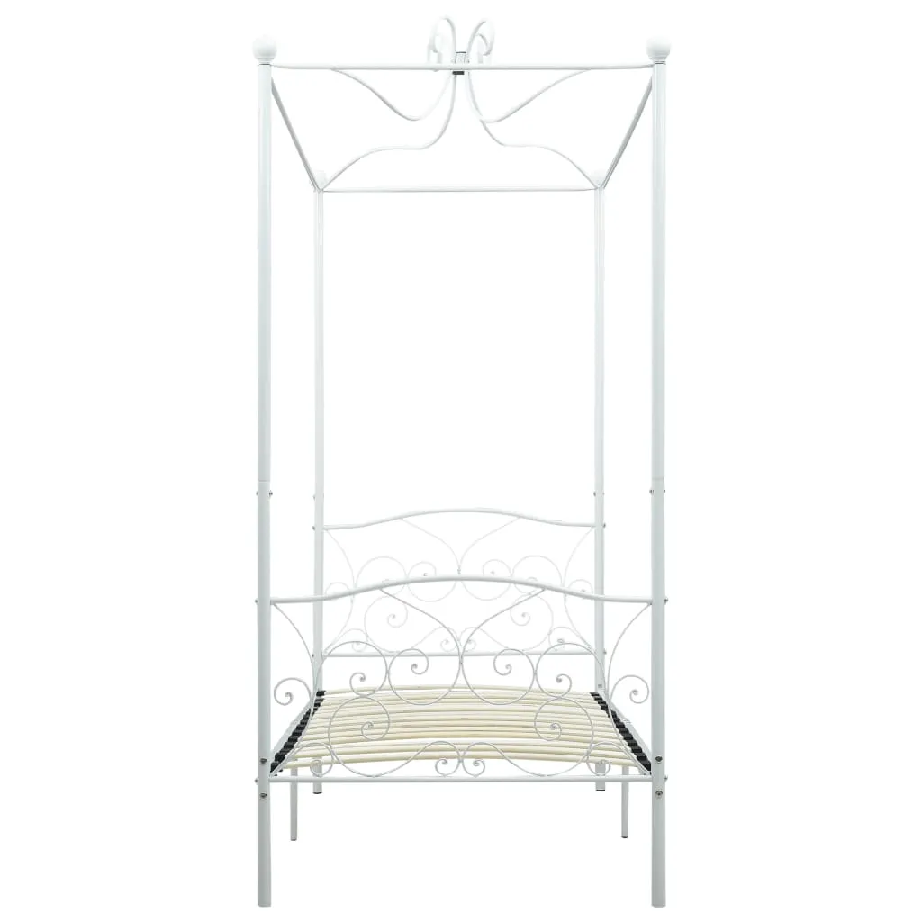 Weißes Himmelbett-Gestell Metall 211x109x227 cm