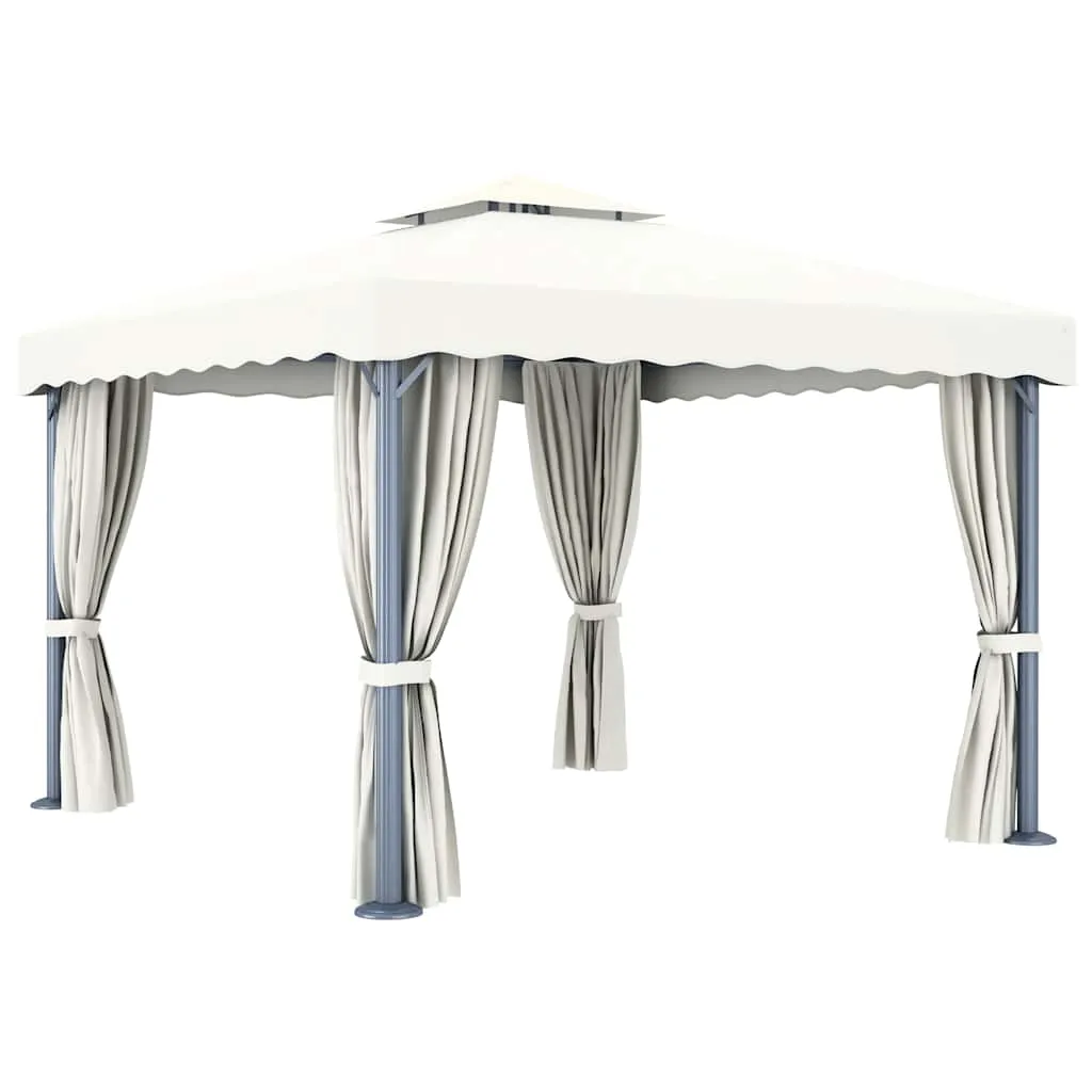 Stilvoller Pavillon 3x3 m Cremeweiß mit Aluminium- und Stahlgestell