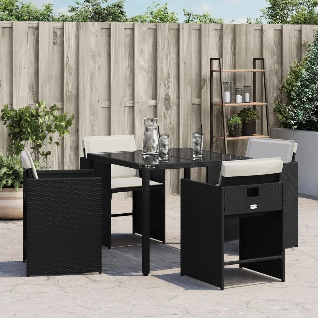 Gartenstuhl aus PE-Rattan mit Stahlrahmen 50,5x54x79 cm Schwarz