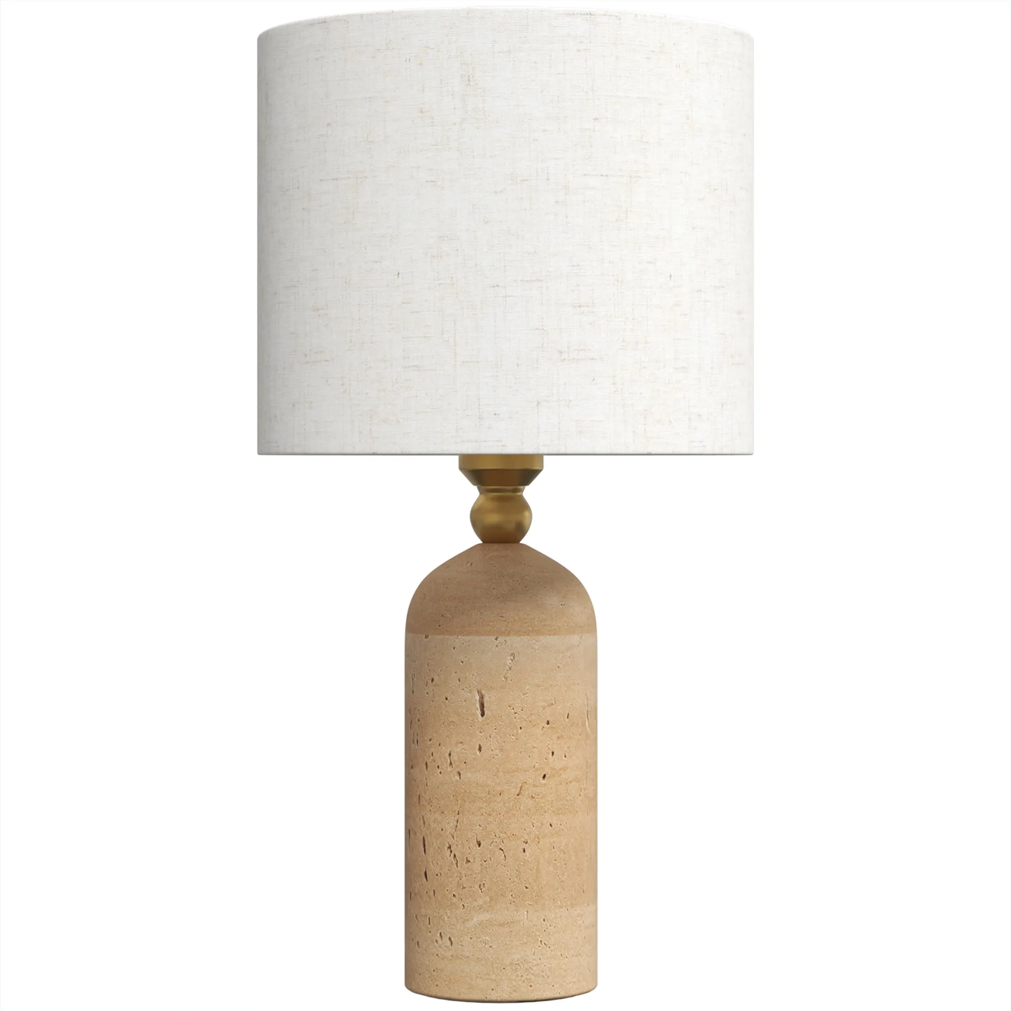 Tischlampe Vintage Travertin Stoffschirm E27 Beige 48 cm