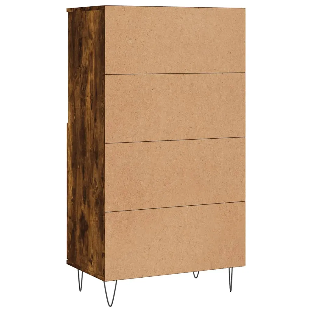 Highboard 60 x 36 x 110 cm in Räuchereiche mit Metallfüßen
