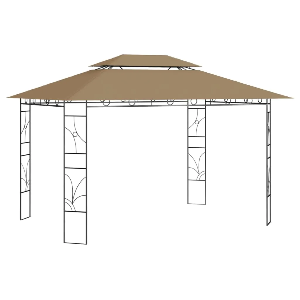 Outdoor Pavillon 400x300x270 cm Taupe mit Stahlgestell und PA-beschichtetem Stoff
