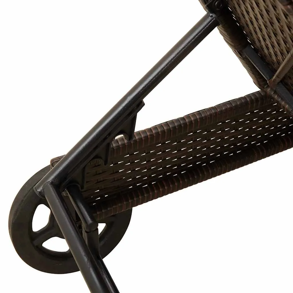 Sonnenliege mit Rollen 55x200x25,5 cm Braun PE-Rattan & Stahl