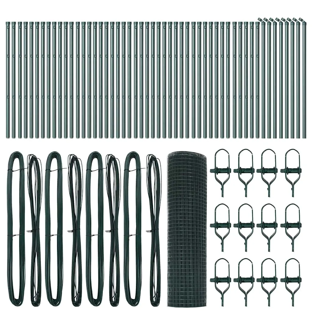 Outdoor-Fence-Post-Set Grün 10000 x 3,2 x 50 cm Stahl PVC