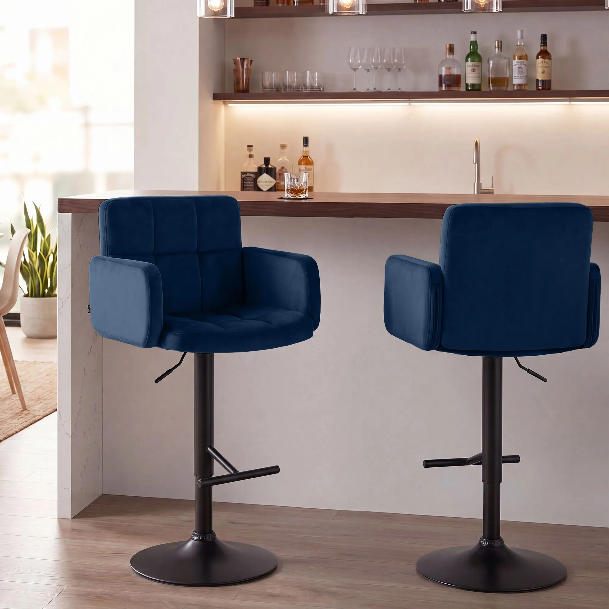 2er Set Barhocker Los Angeles 93x60x56 cm Blau