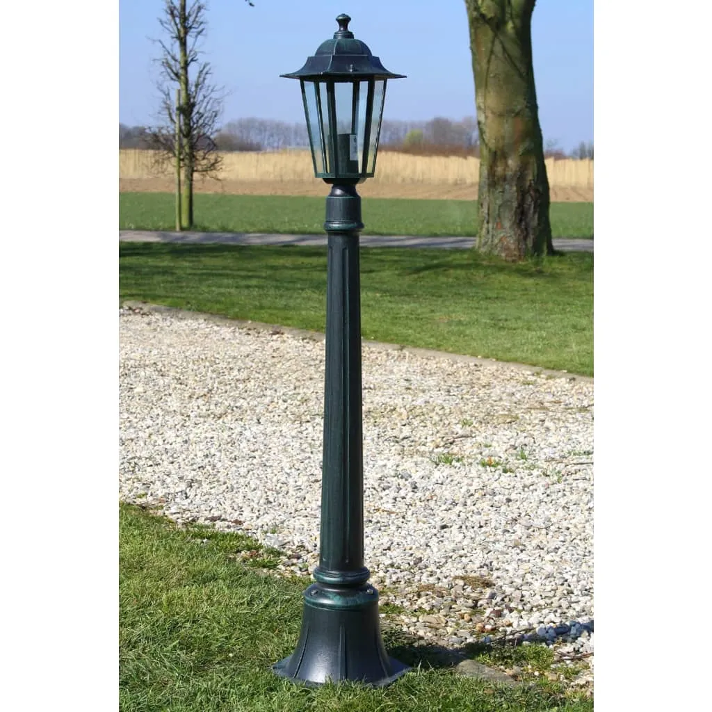Dunkelgrüne Gartenleuchte aus Aluminium und Glas, 105 cm hoch
